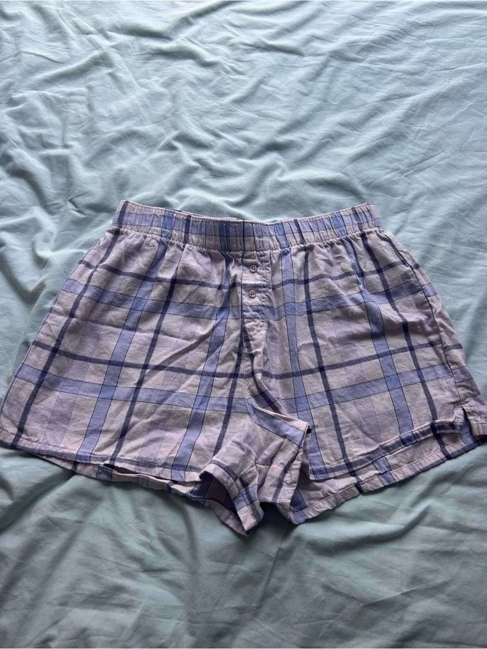 Colsie Lavender and Blue Plaid Women’s Shorts
